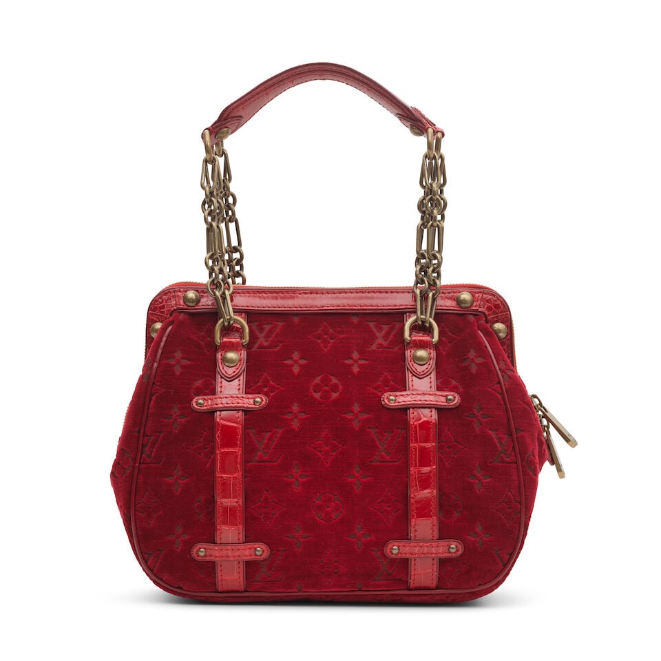 Louis Vuitton: a Red Velours Alligator Gracie GM Autumn/Winter 2004 (includes keys, booklets, du... - 2