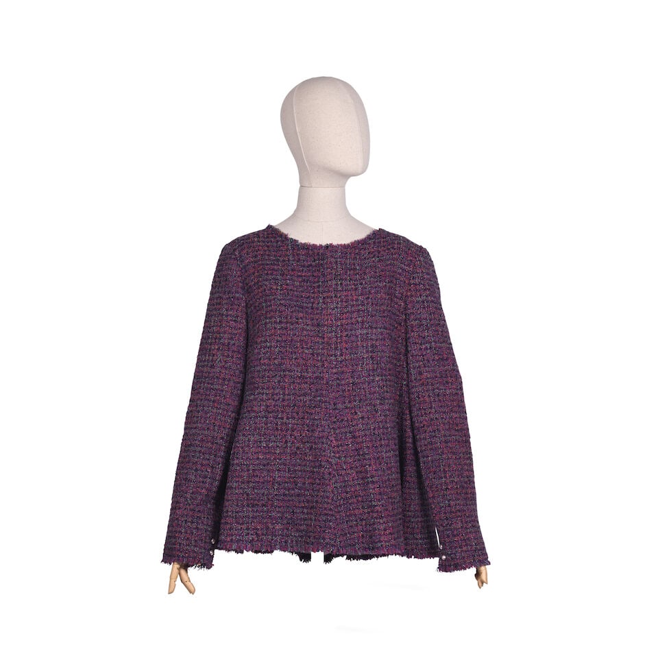 Chanel: a Purple Multicolour Tweed Long Sleeve Top 2015 (1 of 2)