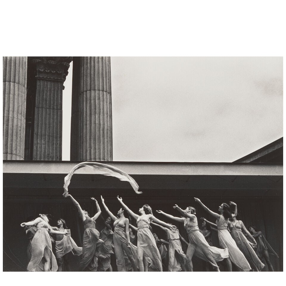 Margaretta K. Mitchell (born 1935); 'Flinging the Veil' (from 'Dance for Life');: Margaretta K. Mitchell (born 1935) 'Flinging the Veil' (from 'Dance for Life'), 1978 Gelatin silver print, printed 1985; signed and dated in ink in the margin, signed, titled, and dated in pencil on t