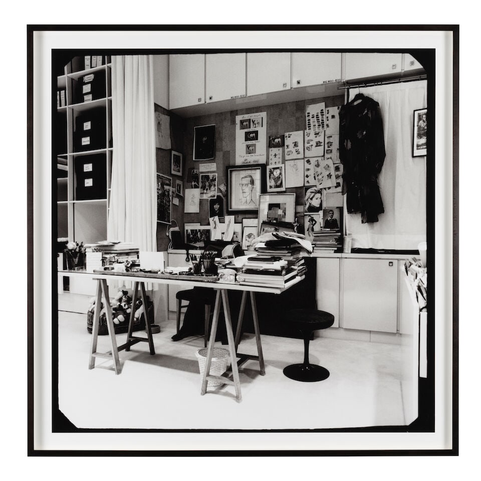 Gilles Bensimon (born 1944); 'Yves Saint Laurent Working Desk, Last Couture Show, Paris, January... - 2