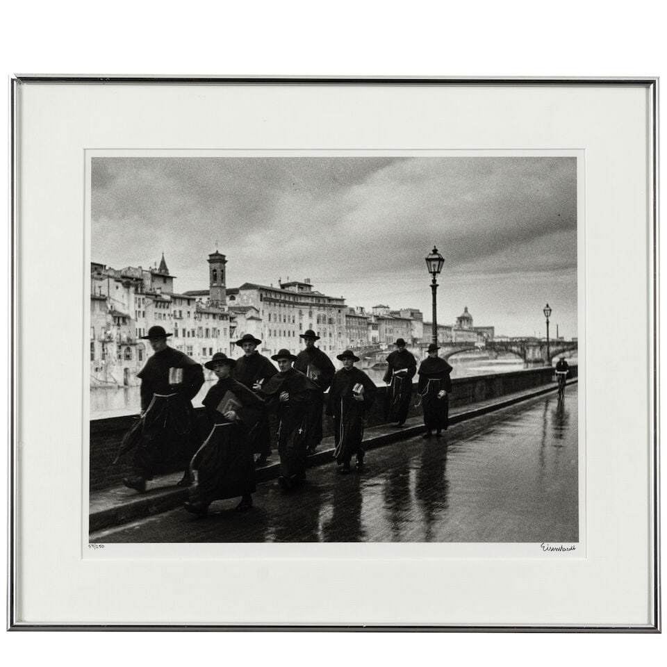 Alfred Eisenstaedt (1898-1995); Monks Hurrying Along the River Arno, Florence; - 2