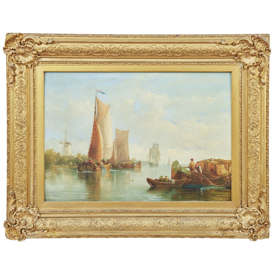 Edmund Thornton Crawford (British, 1806-1885) Barges on a Dutch canal - 3