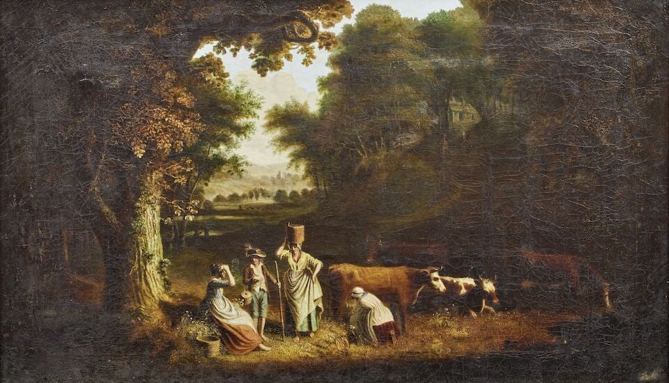 English School, 19th Century Pastoral scene in a woodland glade (1 of 3)