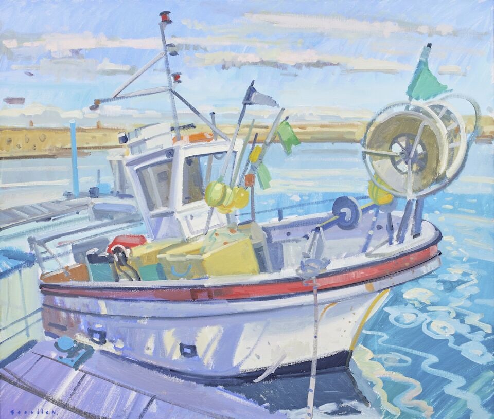 Glen Scouller RSW RGI (British, born 1950) 'Catalan Fishing Boat, Argeles sur Mer' (1 of 3)