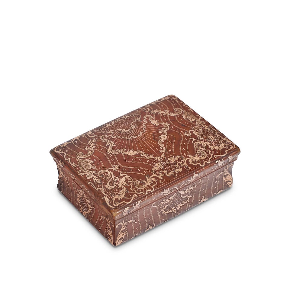 An Italian tortoiseshell gold pique-work snuff box Circa 1750, unmarked (1 of 3)
