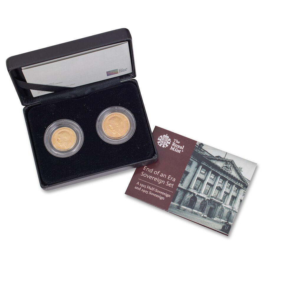 George V, full and half Sovereign, End of an Era set - 3