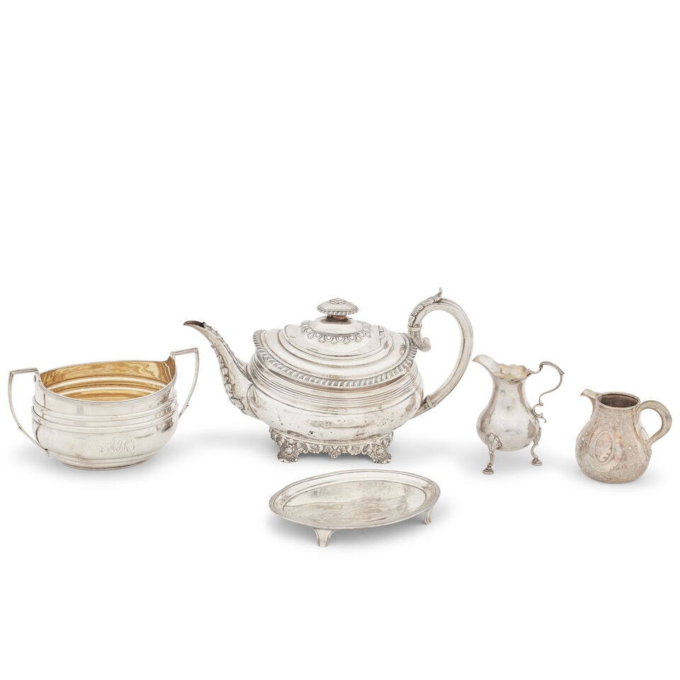 A collection of silver tea wares various makers and dates (5) (1 of 1)