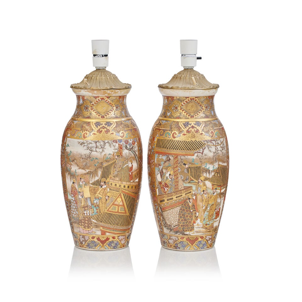 Pair of Japanese Satsuma vases circa 1920 - 2
