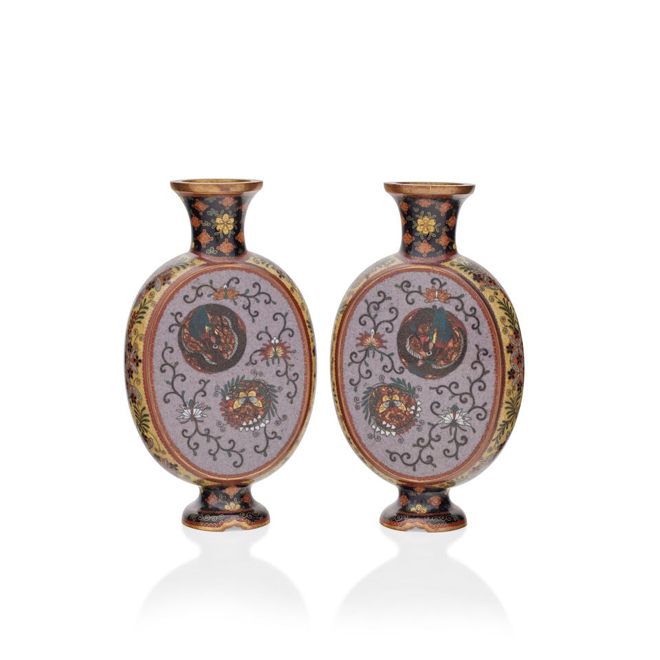 A pair of cloisonné enamel flasks Meiji (2) (1 of 2)