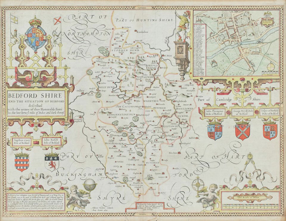 SPEED (JOHN) Midle-sex Described, 1676; Bedford Shire Described, c.1611, hand-coloured maps (2) - 6