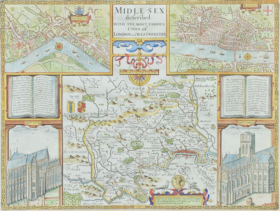 SPEED (JOHN) Midle-sex Described, 1676; Bedford Shire Described, c.1611, hand-coloured maps (2) - 7