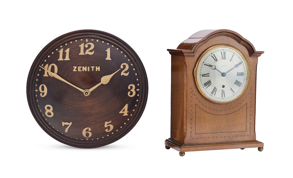 An early 20th century gilt brass and mahogany wall clock Zenith (1 of 1)