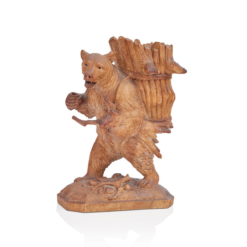 An early 20th century Black Forest carved wood decanter stand modelled as a bear (1 of 1)