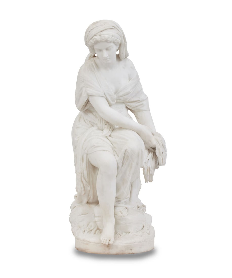 After Giovanni Battista Lombardi (Italian, 1823-1880): A carved marble figure of Ruth - 2