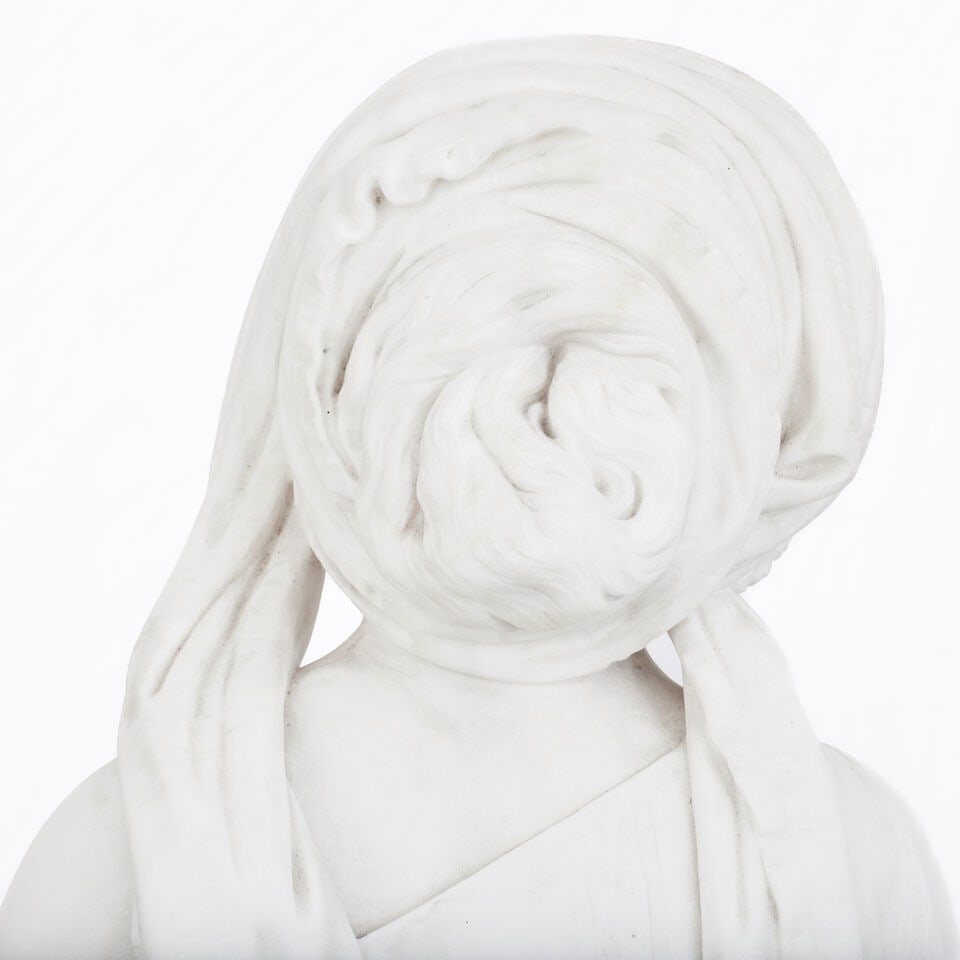 After Giovanni Battista Lombardi (Italian, 1823-1880): A carved marble figure of Ruth - 4