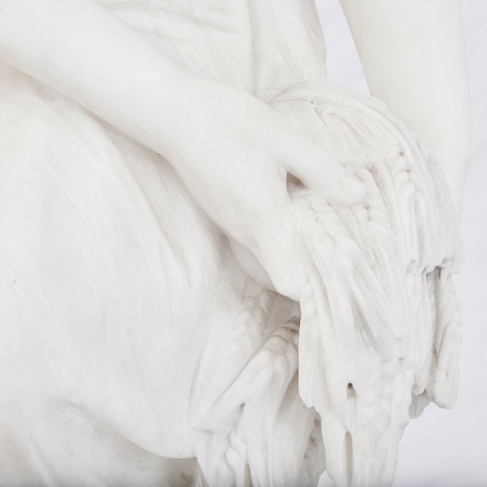 After Giovanni Battista Lombardi (Italian, 1823-1880): A carved marble figure of Ruth - 5