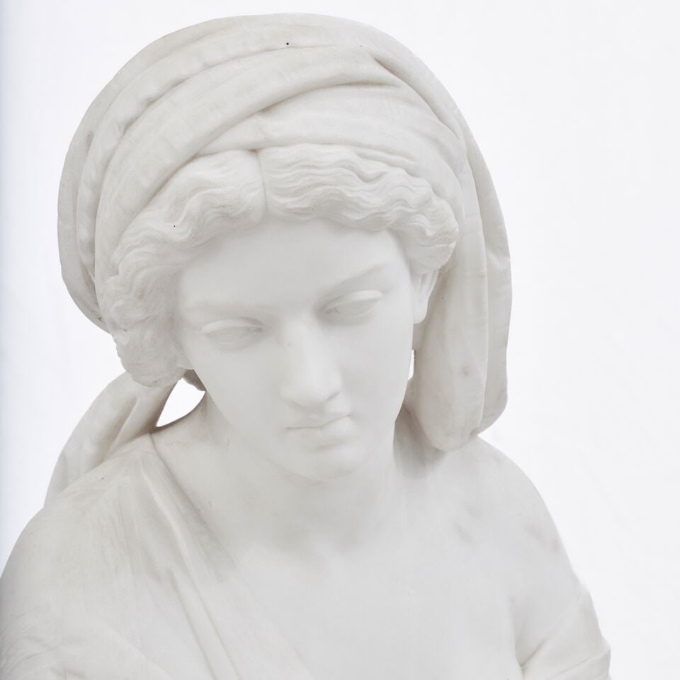 After Giovanni Battista Lombardi (Italian, 1823-1880): A carved marble figure of Ruth - 6
