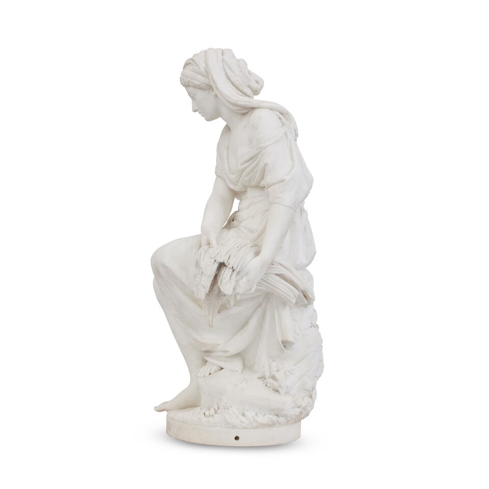 After Giovanni Battista Lombardi (Italian, 1823-1880): A carved marble figure of Ruth - 9