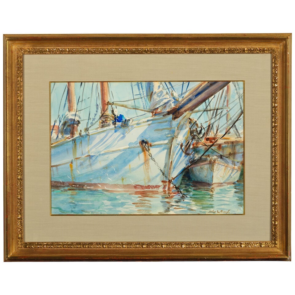 John Whorf (1903-1959) White Schooner sight 14 1/4 x 20 3/4 in. - 3