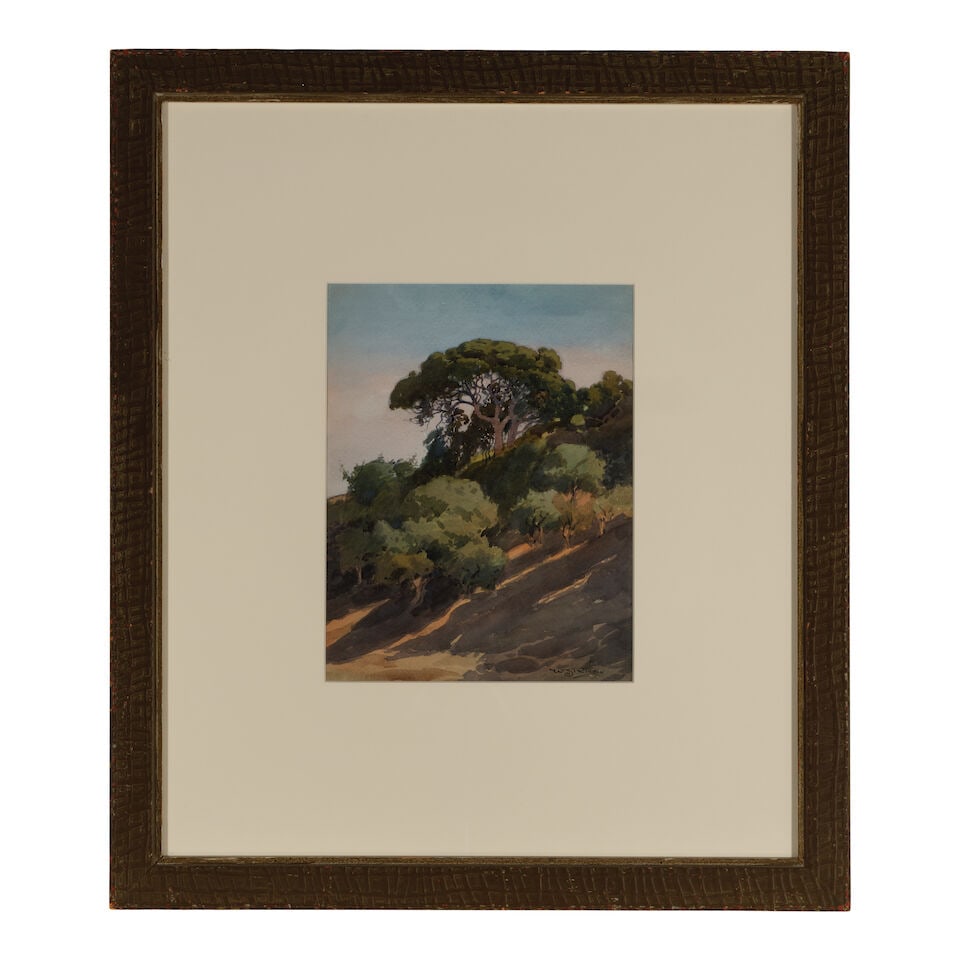 William Seltzer Rice (1873-1963) Hillside Near Mills College - Afternoon Shadows sight 11 1/4 x ... - 3