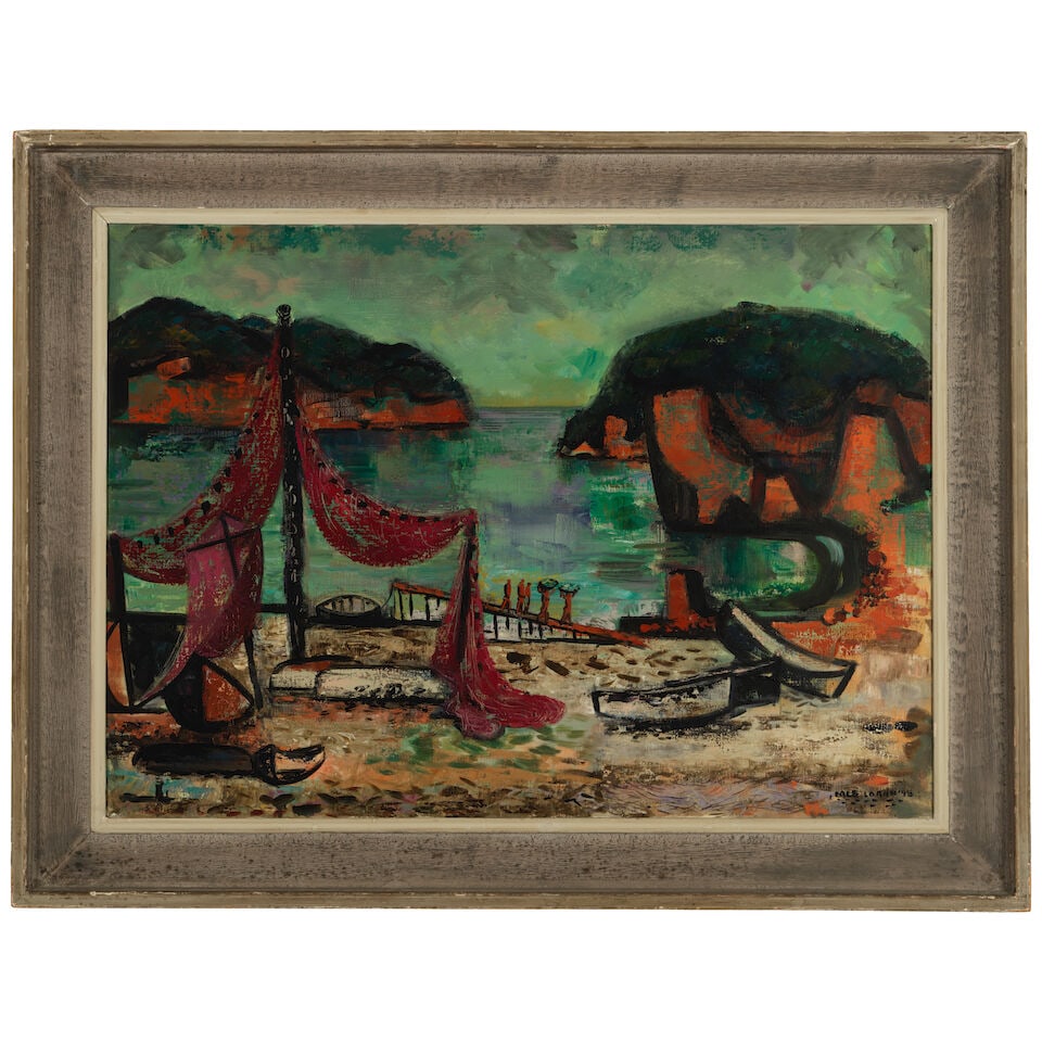 Erle Loran (1905-1999) Nets Drying 26 x 36 1/8 in. (Painted in 1948.) - 3