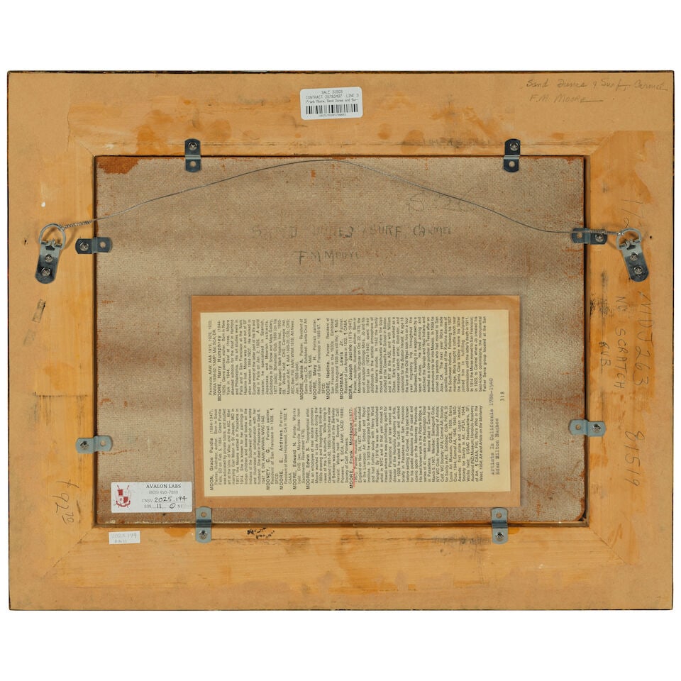 Frank Montague Moore (1877-1967) Sand Dunes & Surf (Carmel) 12 x 16 in. - 3