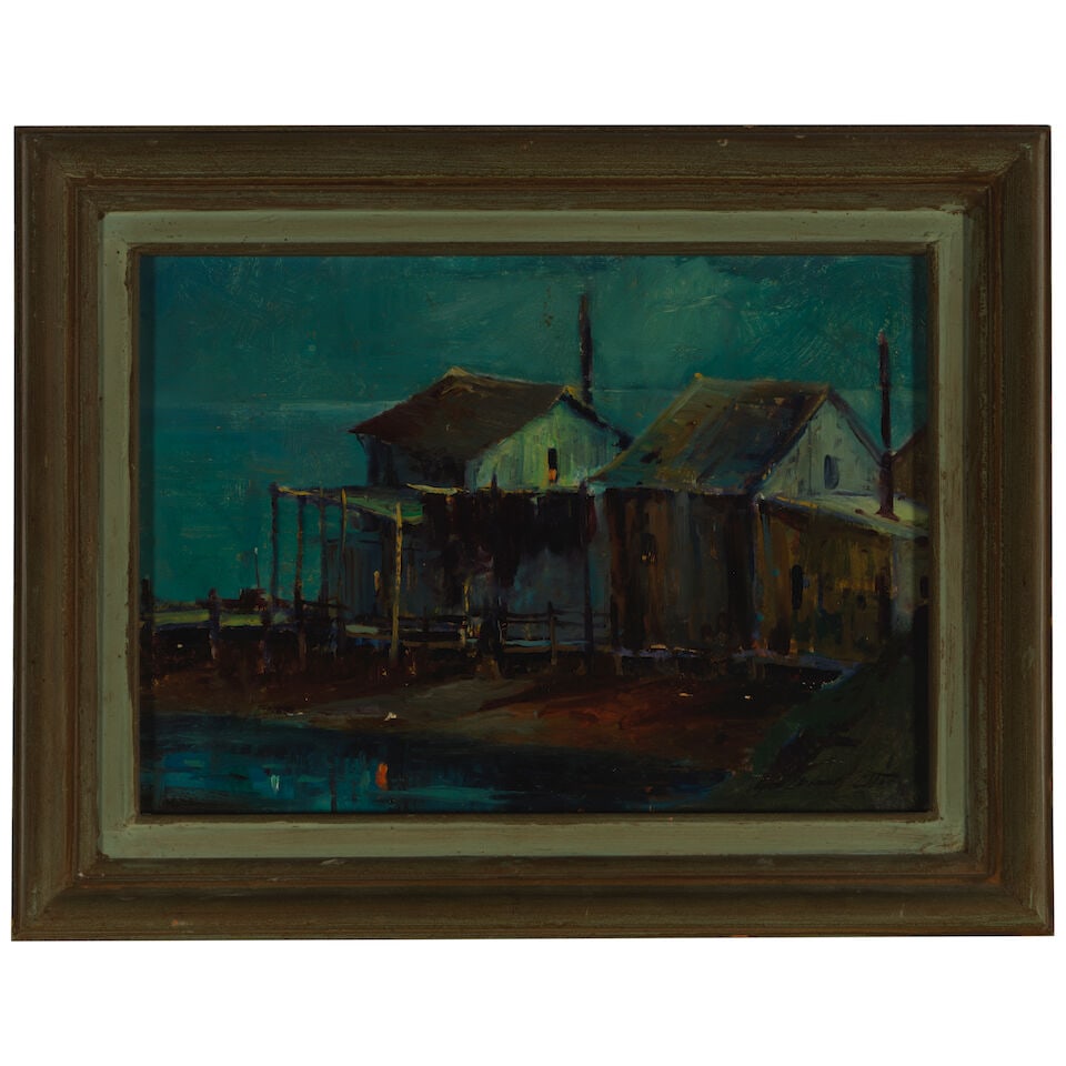 George Demont Otis (1879-1962) Moonlite Hunter's Point 10 x 14 in. - 3