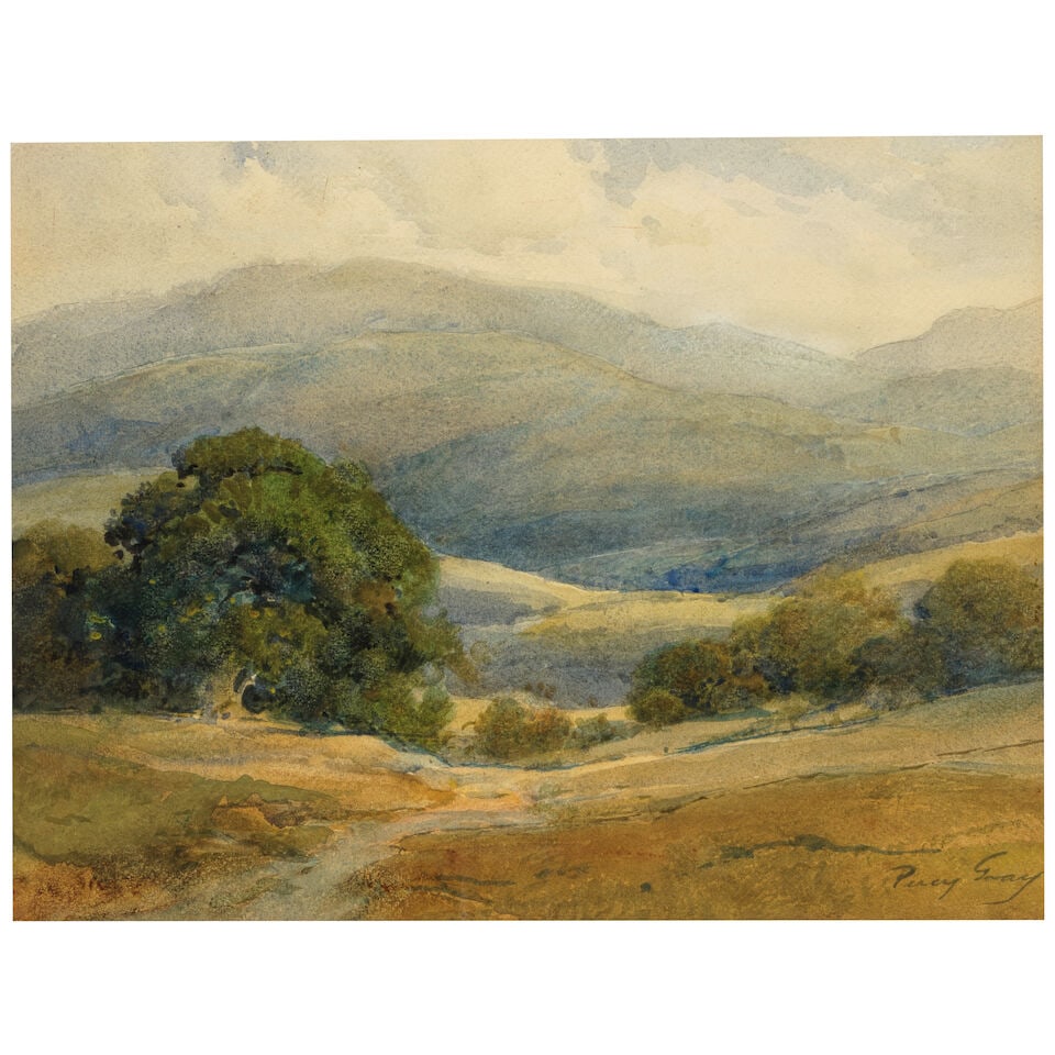 Percy Gray (1869-1952) Oaks and Hills sight 10 x 13 3/4 in. (1 of 3)