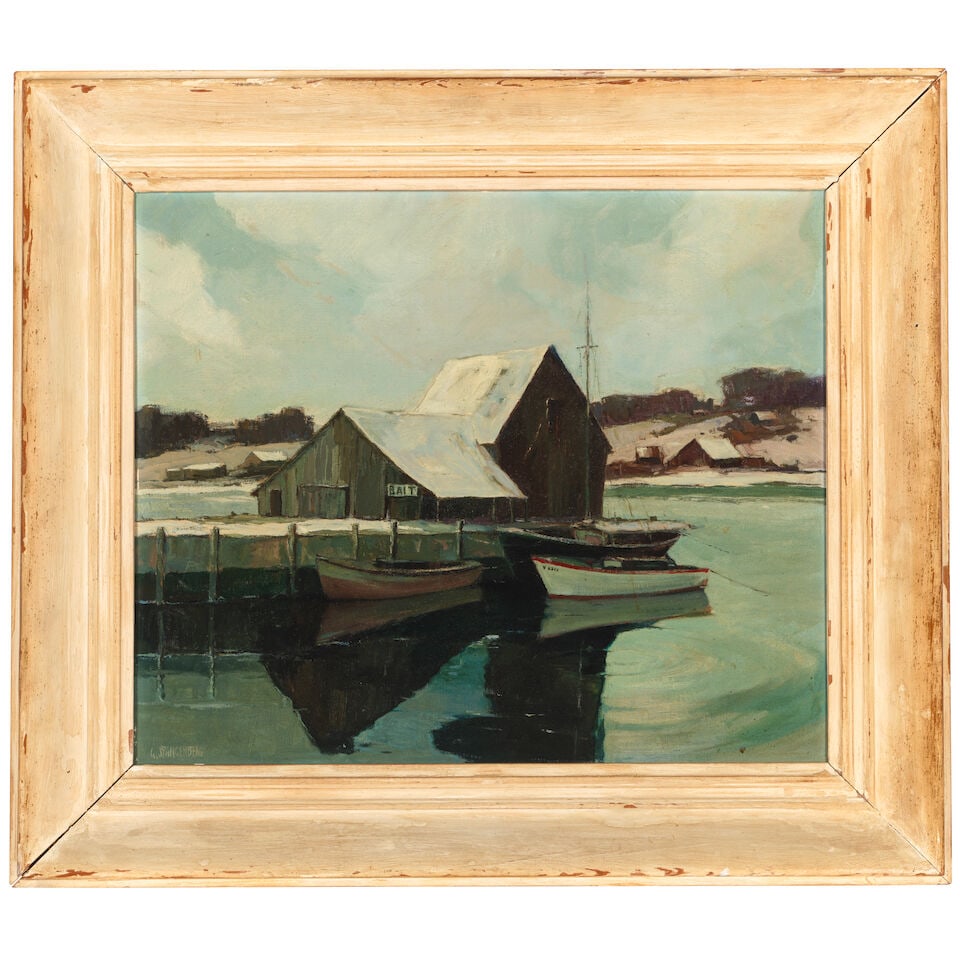 George Spangenberg (1907-1964) Boats in a Harbor 20 x 24 in. - 4