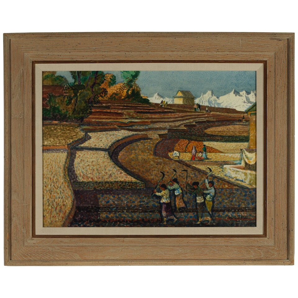 Millard Sheets (1907-1989) Harvest Scene in Nepal sight 22 x 30 in. - 3