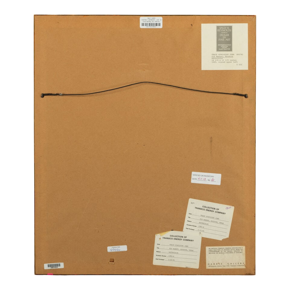 Grace Spaulding John (1890-1972) Old Market (Houston, Texas) sight 14 1/2 x 11 1/4 in. - 2