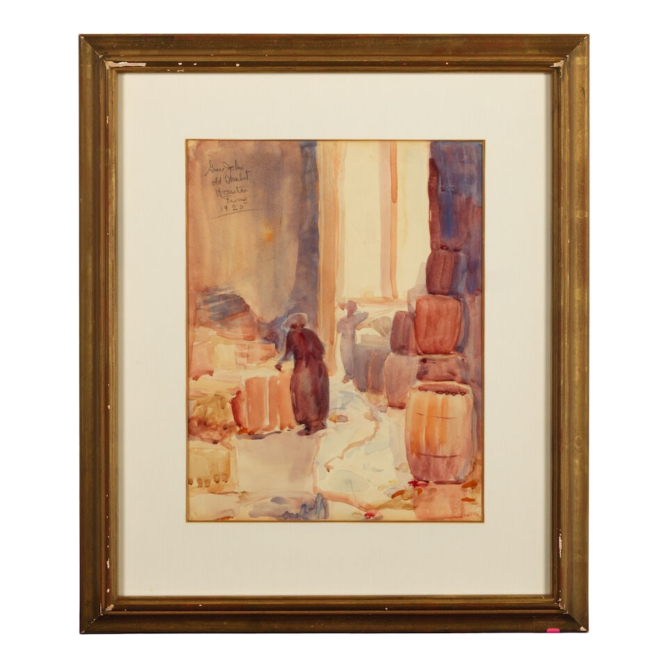 Grace Spaulding John (1890-1972) Old Market (Houston, Texas) sight 14 1/2 x 11 1/4 in. - 3