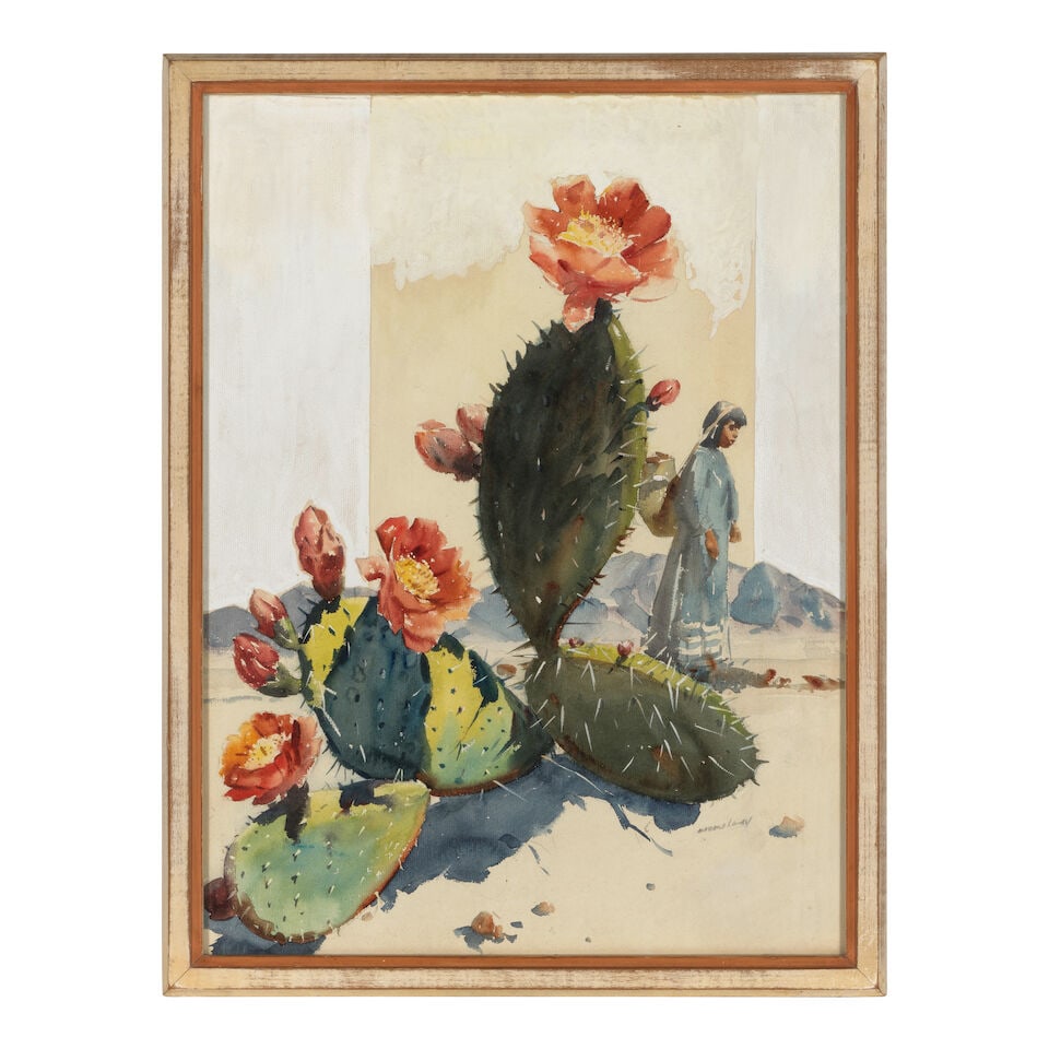 Maurice Logan (1886-1977) Flowering Cactus and Indian Child sight 26 x 19 1/2 in. (Executed circ... - 4