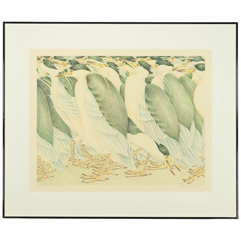 Mary Lee Eggart (1928-2010) Flock #31 / Black-Crowned Night Herons image 19 1/2 x 26 in. - 2