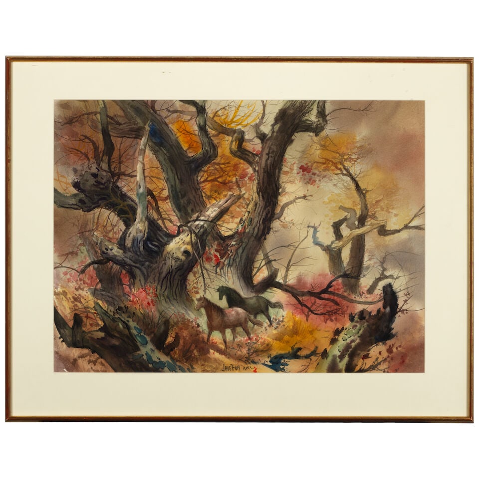 Jade Fon Woo (1911-1983) Autumn Mood sight 21 x 28 1/2 in. - 3