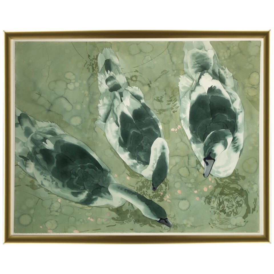 William G. Garbe (1948-1989) Untitled (Three Swans) sight 45 x 59 1/4 in. - 3