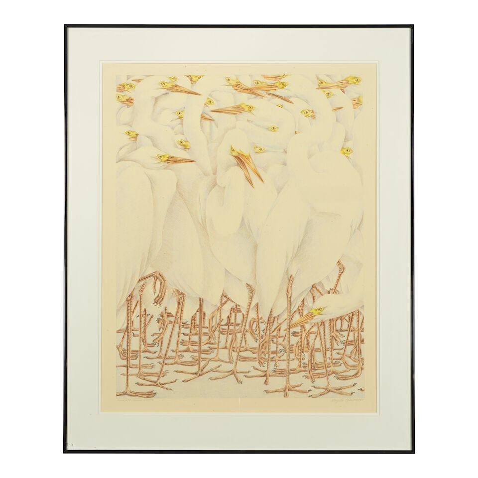 Mary Lee Eggart (1928-2010) Flock #72 | Common Egrets image 25 3/4 x 19 3/4 in. - 2