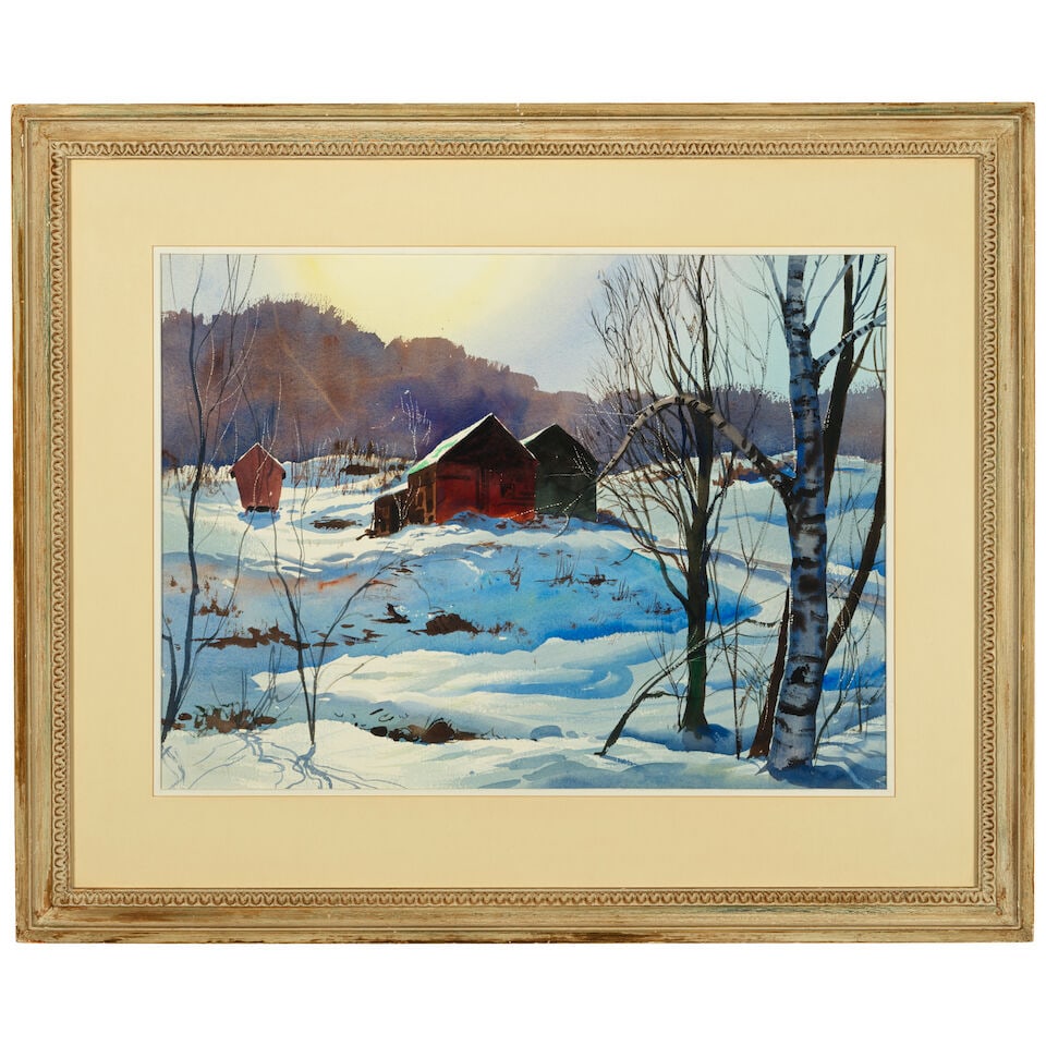 John Pike (1911-1979) Cold Winter in Vermont sight 20 /1/2 x 28 in. - 2