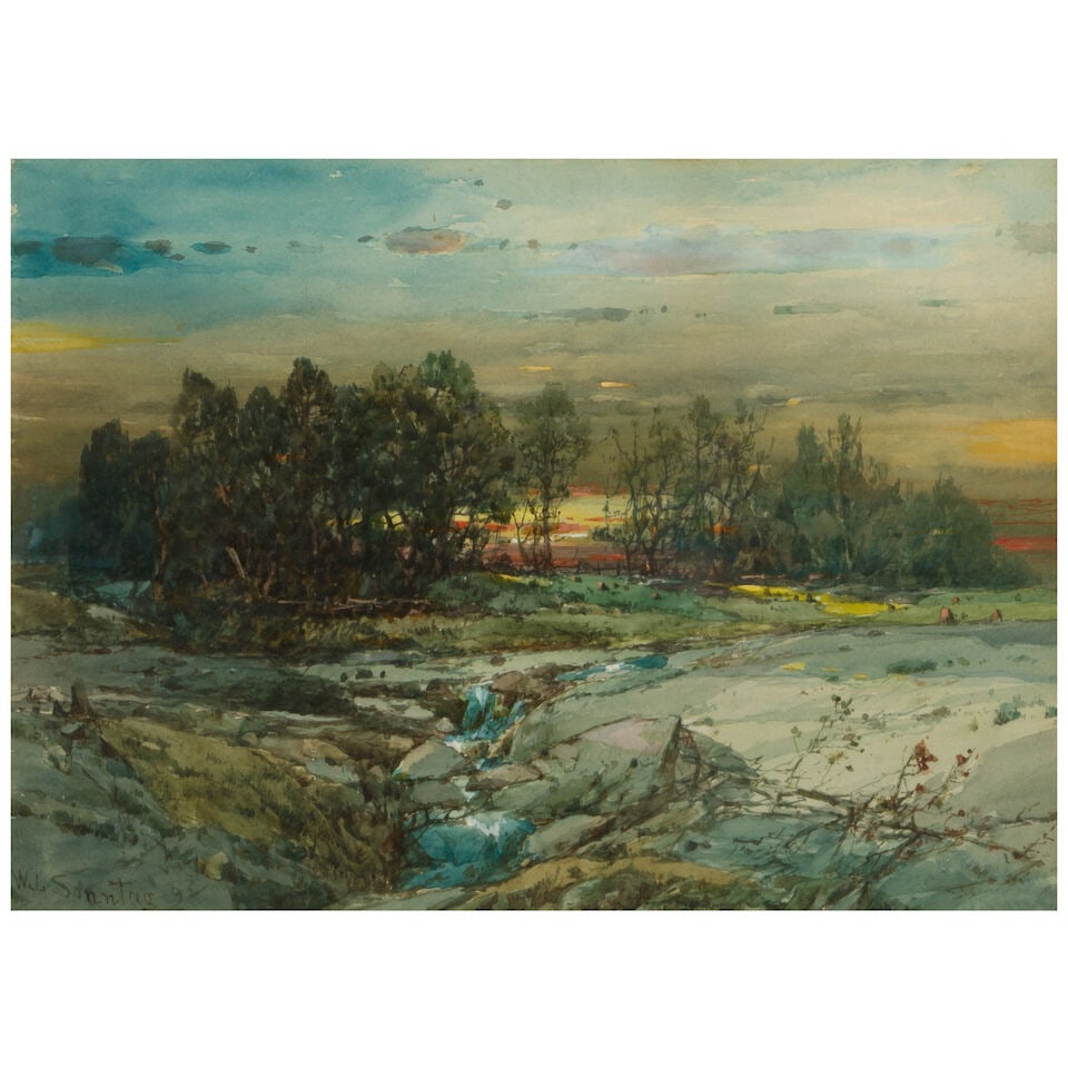 William Louis Sonntag (1822-1900) Rocky Landscape sight 9 3/4 x 13 1/2 in. (Executed in 1892.) (1 of 3)