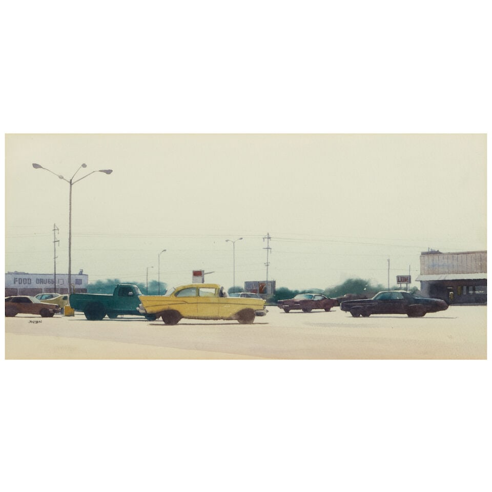 Jonathan Janson (born 1950) The Parking Lot sight 7 3/4 x 16 1/4 in. (1 of 3)