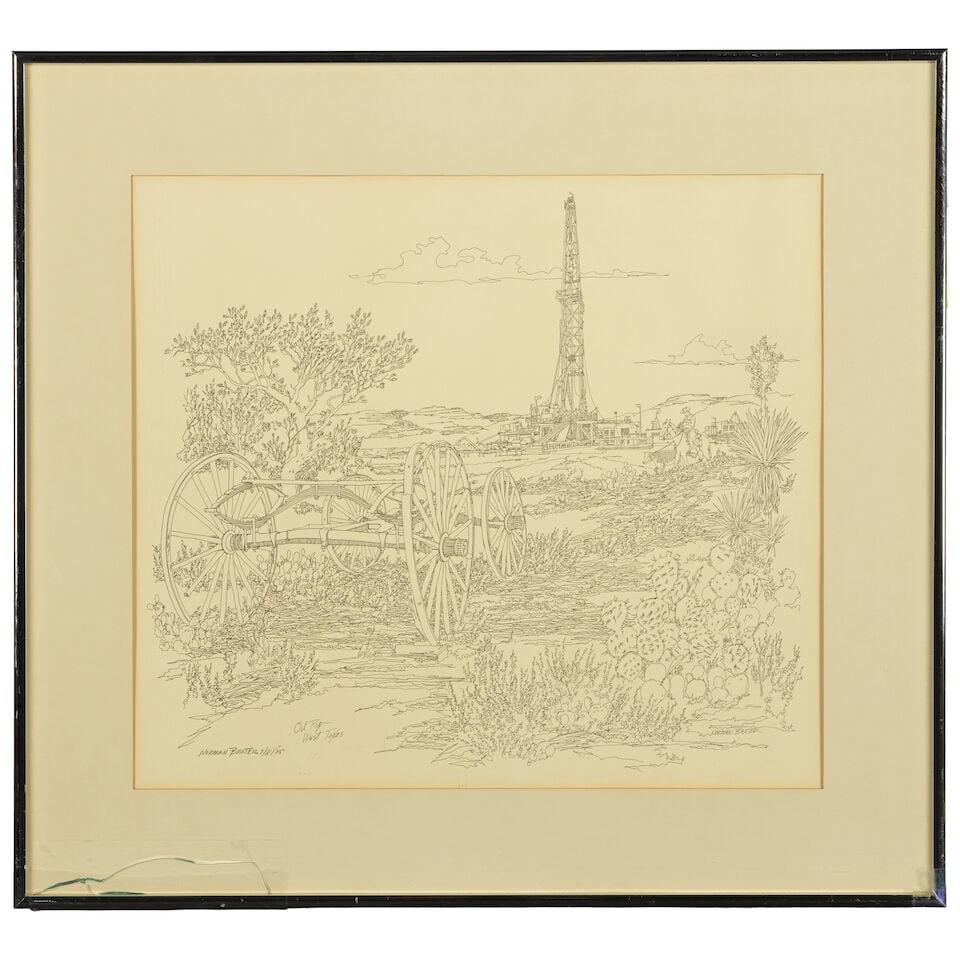 Norman E. Baxter (1919-1998) Oil Rig (West Texas) sight 16 x 18 in. - 3