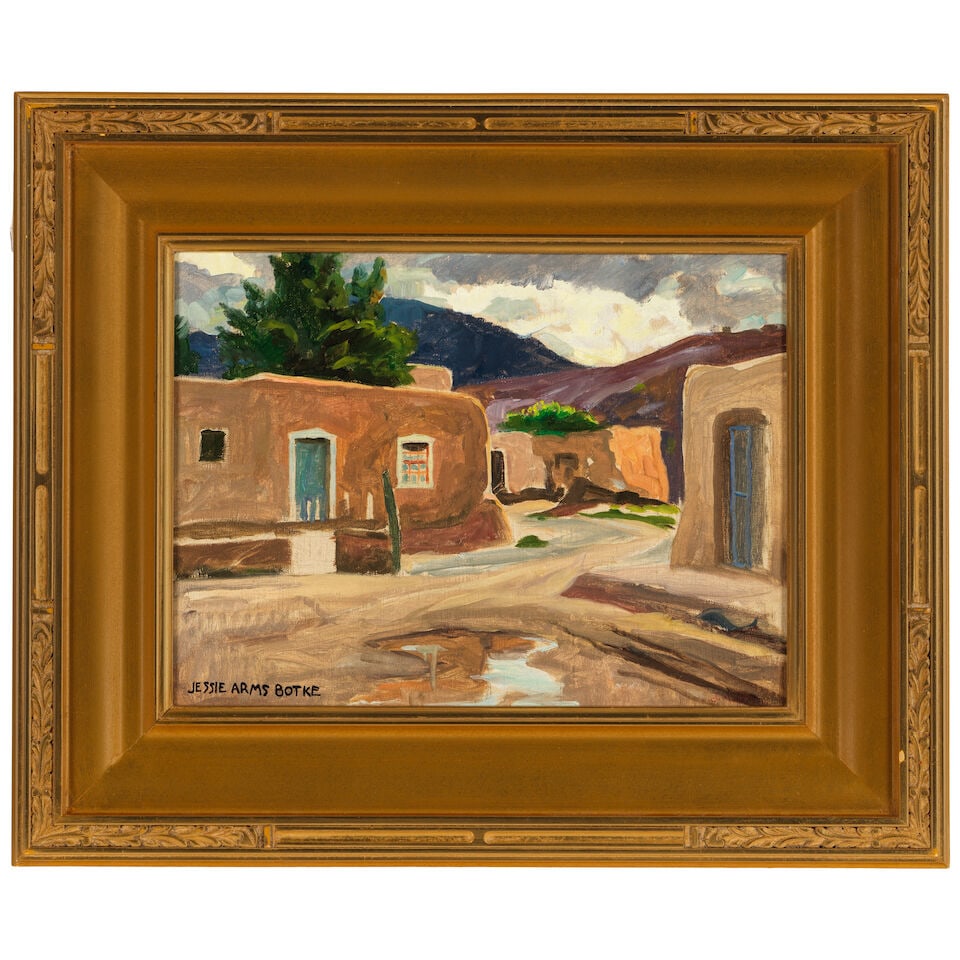 Jessie Arms Botke (1883-1971) Adobe Houses (New Mexico) 12 x 16 in. - 3