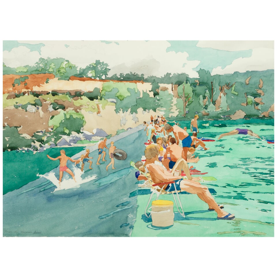 Malou Flato (born 1953) Study for Ingram Dam sight 21 1/4 x 29 1/4 in. (1 of 3)