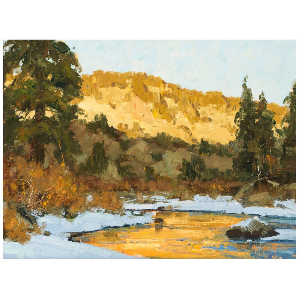 Matt Smith (born 1960) Warm Reflections 12 x 16 in. (Painted in 1996.): Matt Smith (born 1960) Warm Reflections signed 'Matt Smith' (lower right) and signed again, dated and titled (on the reverse) oil on canvas affixed to board 12 x 16 in. Painted in 1996. Footnotes: Pro