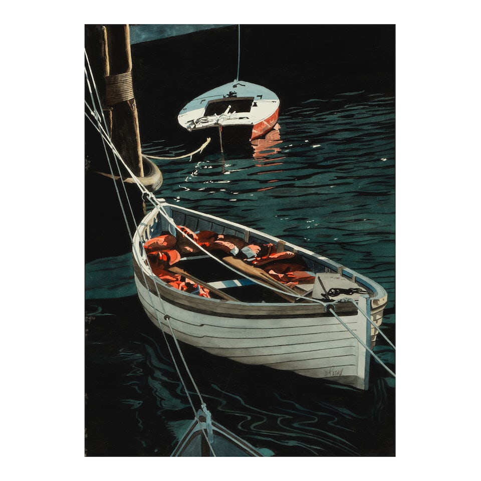 Herb Rather (1930-2015) Skiffs-Galveston sight 21 1/4 x 29 1/4 in. (1 of 3)