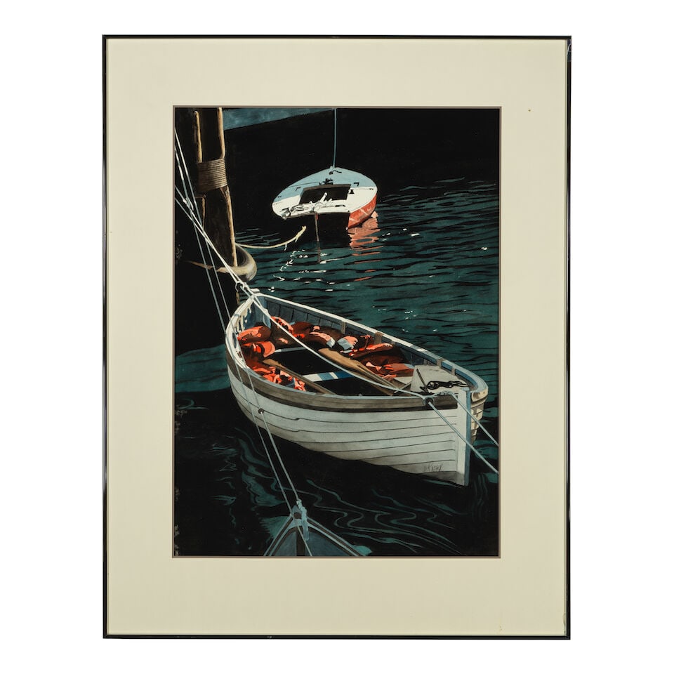 Herb Rather (1930-2015) Skiffs-Galveston sight 21 1/4 x 29 1/4 in. - 2