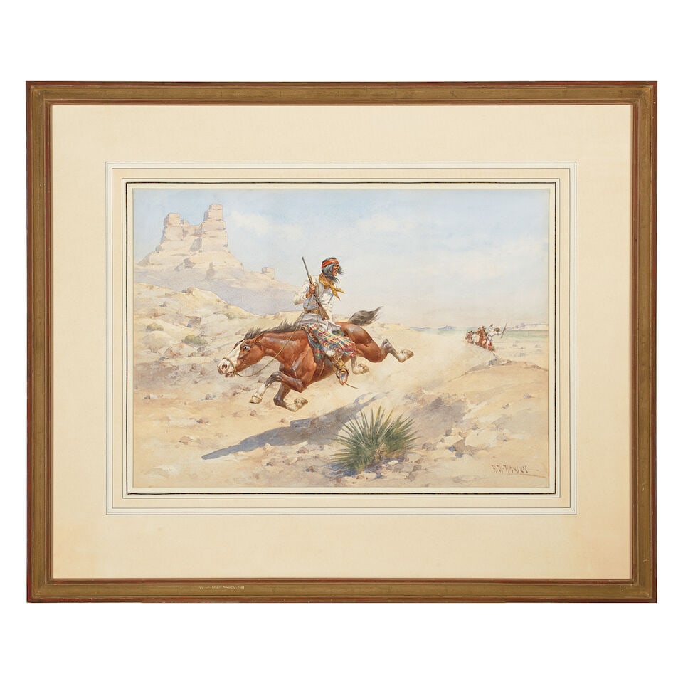 Herman Wendelborg Hansen (1854-1924) Renegade Apaches 17 x 23 1/2 in. - 2