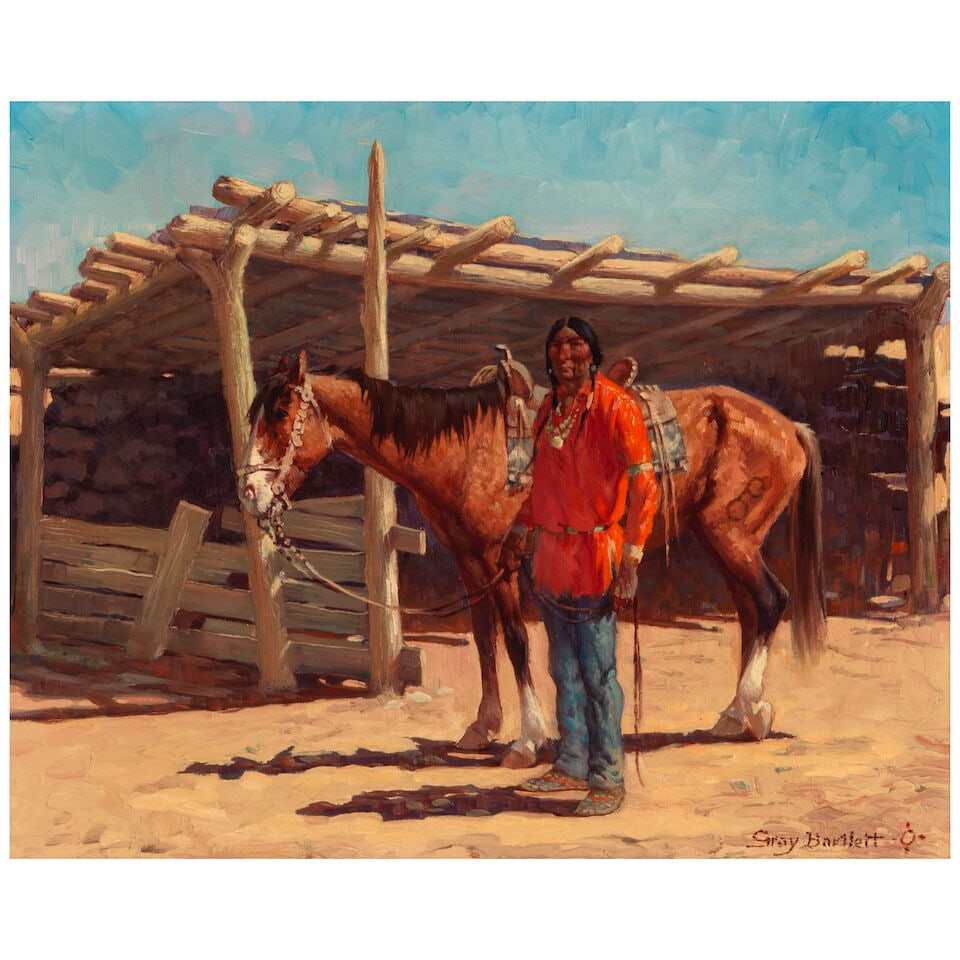 Gray Bartlett (1885-1951) At the Stables 16 1/2 x 20 1/2 in. (1 of 4)