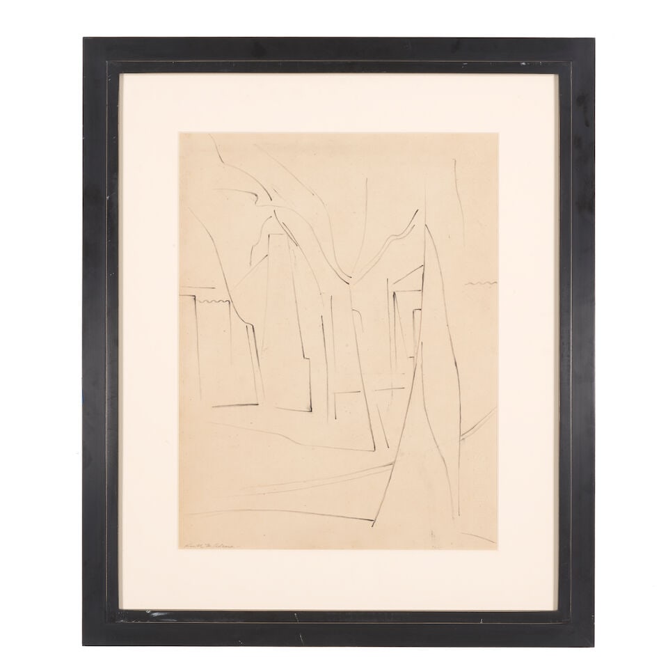 Kenneth Miller Adams (1897-1966) Untitled (The Streets of Taos) sight 23 x 17 1/2 in. - 2