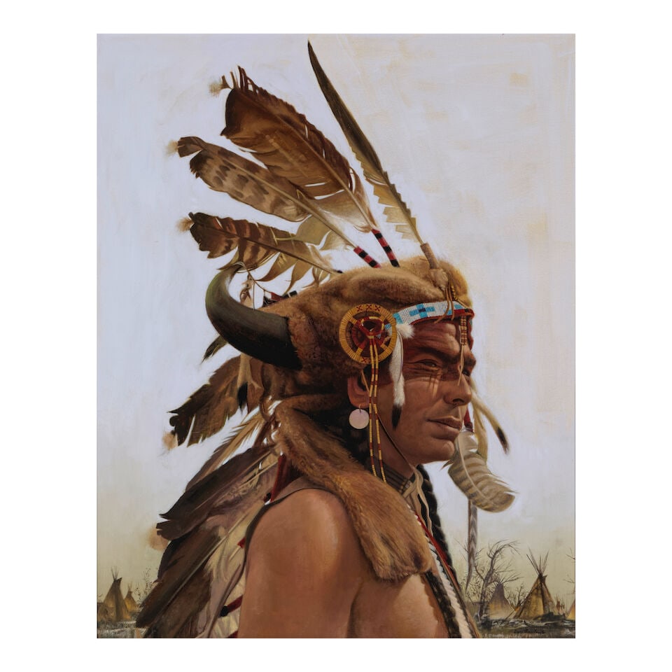 Don Crowley (1926-2019) Jay Red Hawk 30 x 24 in. (1 of 4)